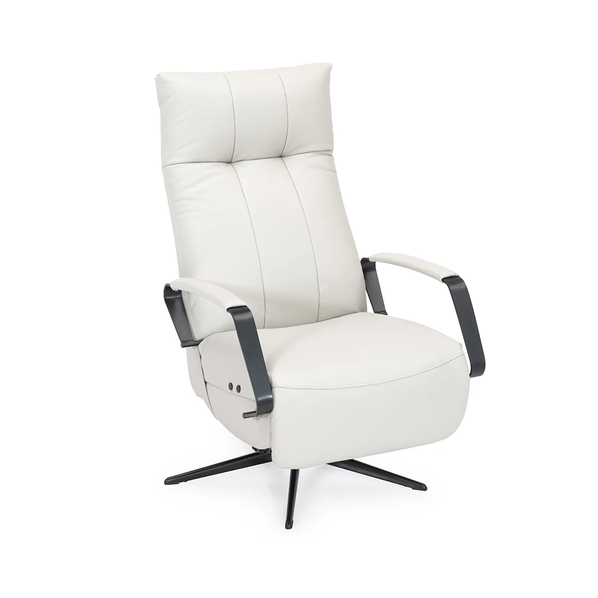 relaxfauteuil metalen armleuning open relaxstoel